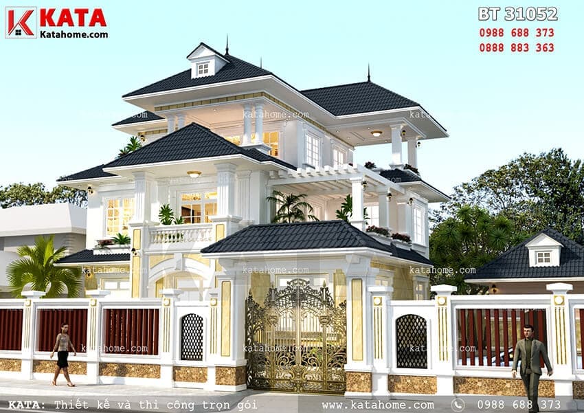 Bản vẽ thiết kế nhà ở 3 tầng mái Thái tại Thanh Hóa – Mã số: BT 31052