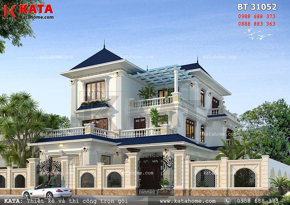 Thiết kế biệt thự mái Thái đẹp 3 tầng tại Nam Định – Mã số: BT 31052