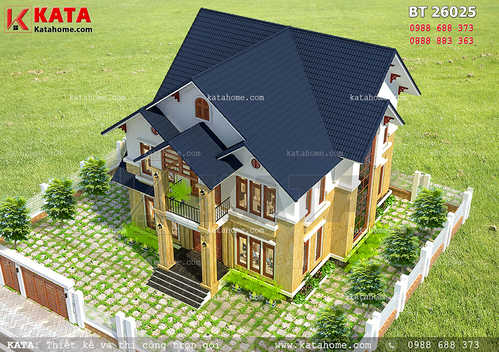 Thiết kế biệt thự đẹp 2 tầng mái Thái tại Quảng Ninh – Mã số: BT 26025