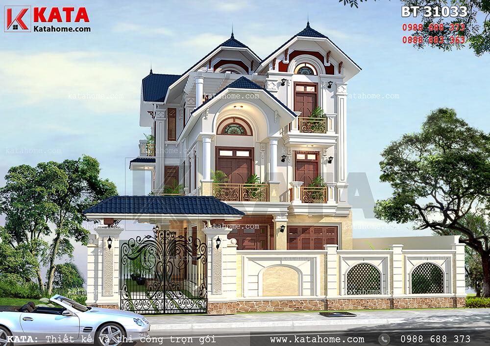 Mẫu bản vẽ thiết kế nhà ở 3 tầng mái thái đẹp tại Nghệ An – Mã số: BT 31033
