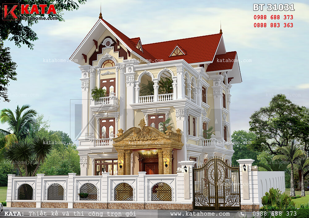 Mẫu thiết kế biệt thự pháp 3 tầng đẹp tại Hưng Yên – Mã số: BT 31031