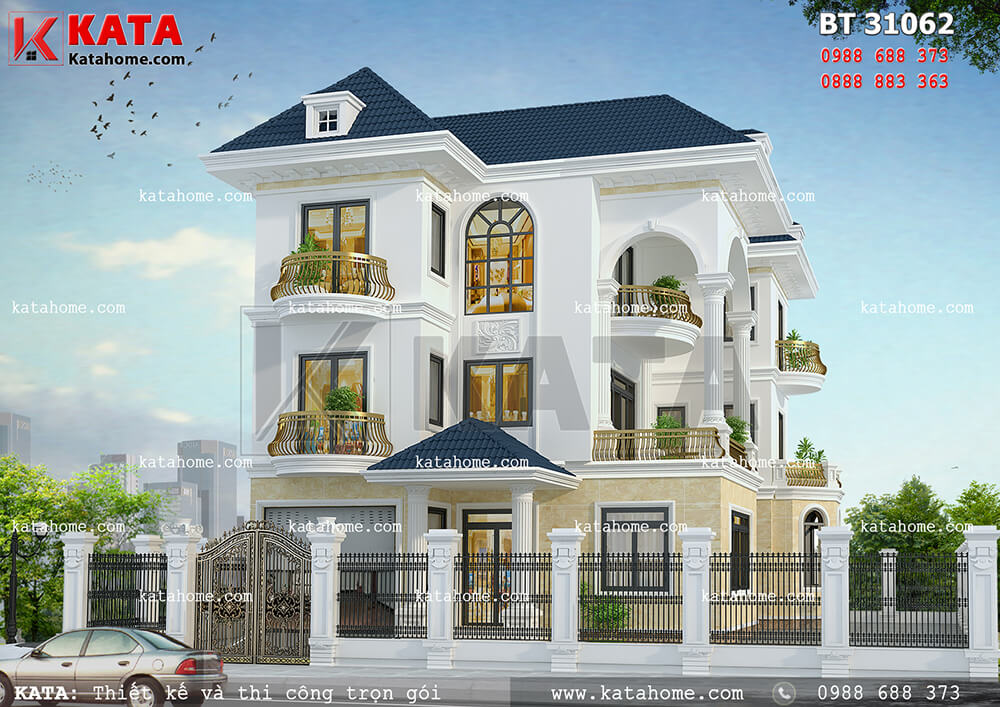 Thiết kế nhà đẹp 2018 với bản vẽ biệt thự 3 tầng hiện đại, lạ mắt tại Quảng Ninh – Mã số: BT 31062