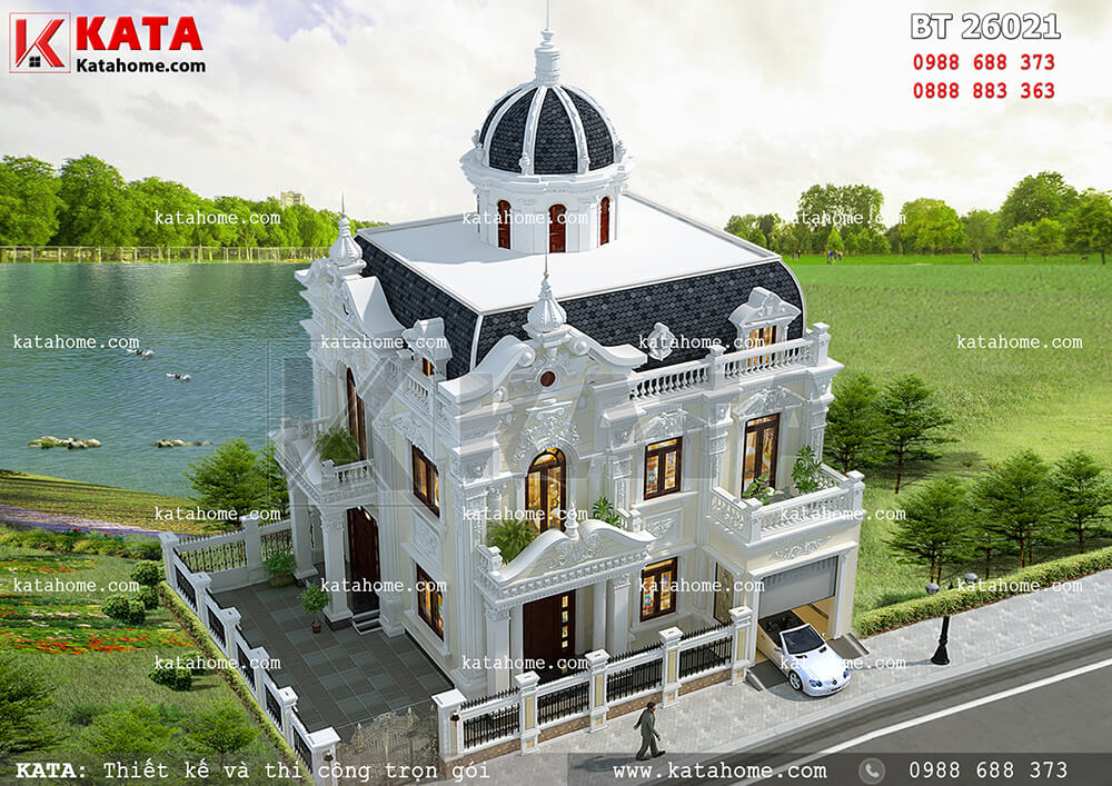 Thiết kế biệt thự lâu đài 2 tầng đẹp tại Móng Cái - Mã số: BT 26021 (3)