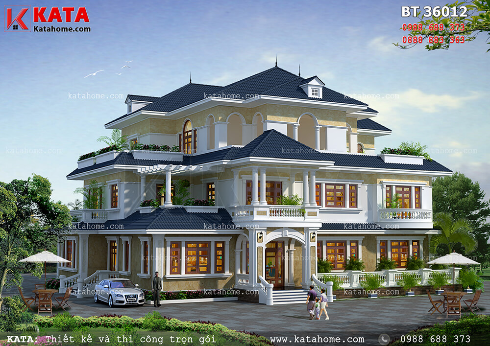 Mẫu thiết kế biệt thự mái Thái 3 tầng tại Tuyên Quang – Mã số: BT 36012