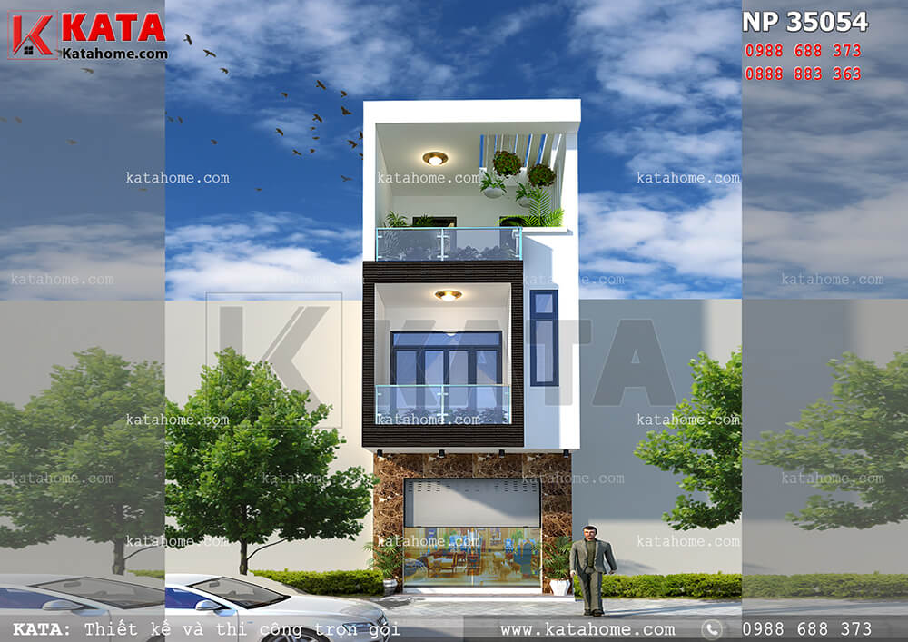 Mẫu bản vẽ thiết kế nhà ở 3 tầng kiểu nhà phố tại Cao Bằng – Mã số: NP 35054