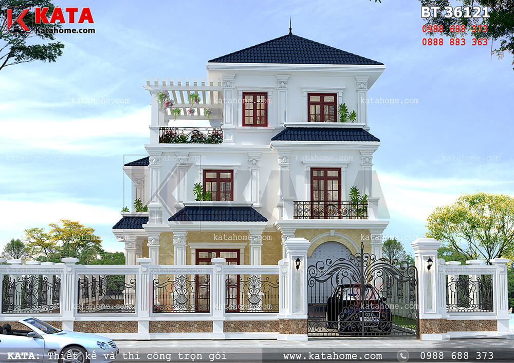 Bản vẽ thiết kế nhà ở 3 tầng mái thái tại Hà Tĩnh – Mã số: BT 36121