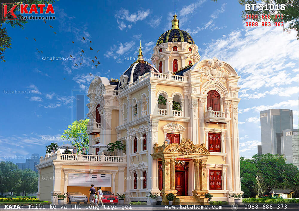 Mẫu nhà biệt thự 3 tầng đẹp theo kiểu lâu đài cổ điển tại Ninh Bình – Mã số: BT 31018