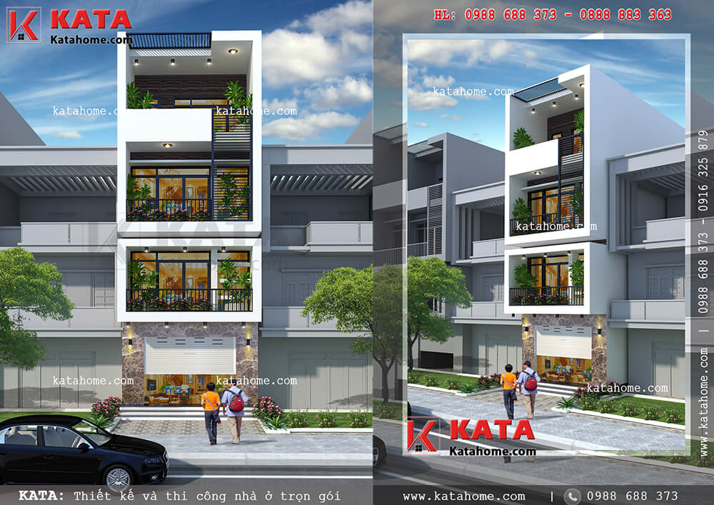 Thiết kế nhà phố hiện đại 4 tầng mặt tiền 5m x 25m tại TPHCM – Mã số: NP 45060