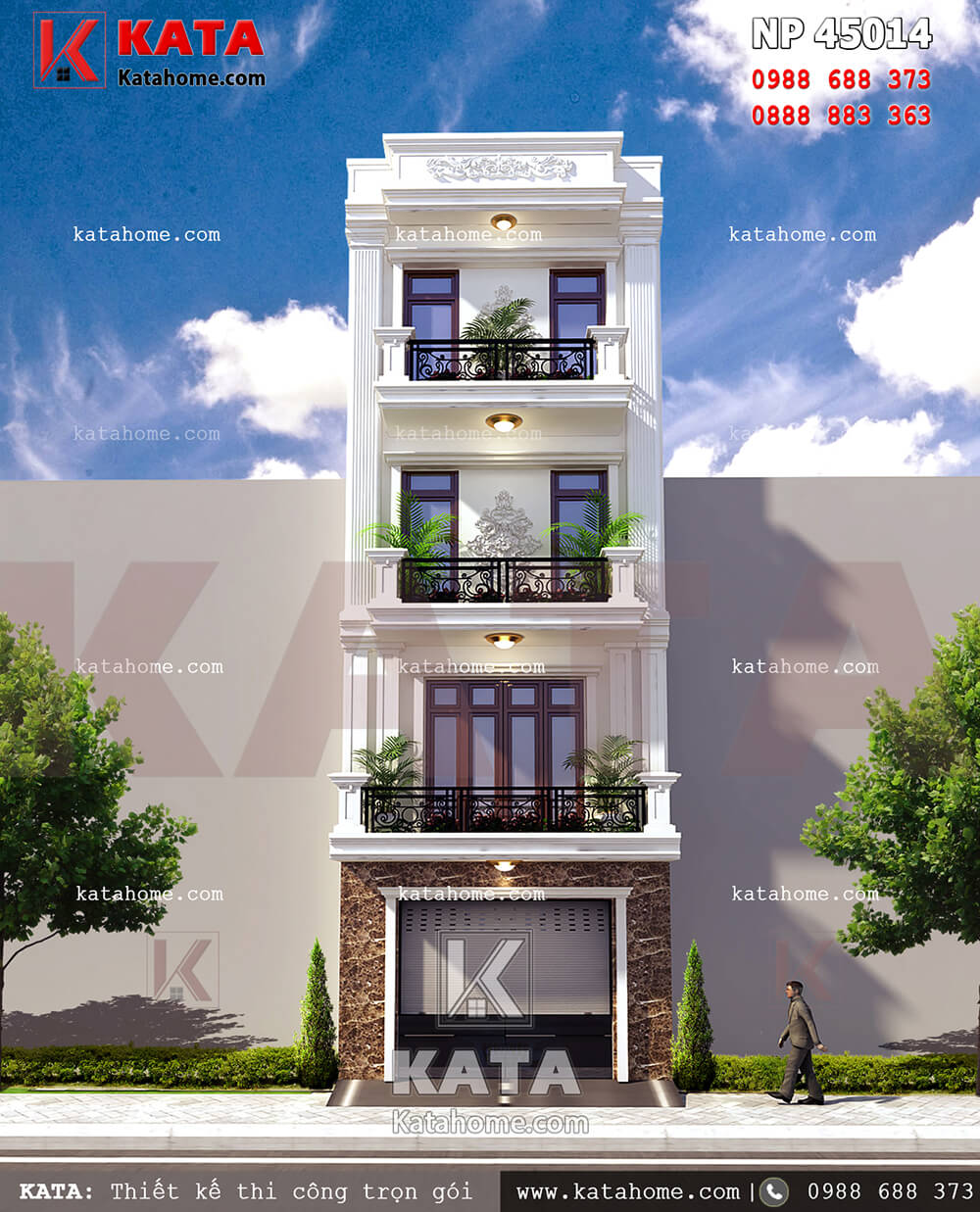 Mẫu thiết kế nhà ở 4 tầng tân cổ điển tại Hà Nội – Mã số: NP 45014