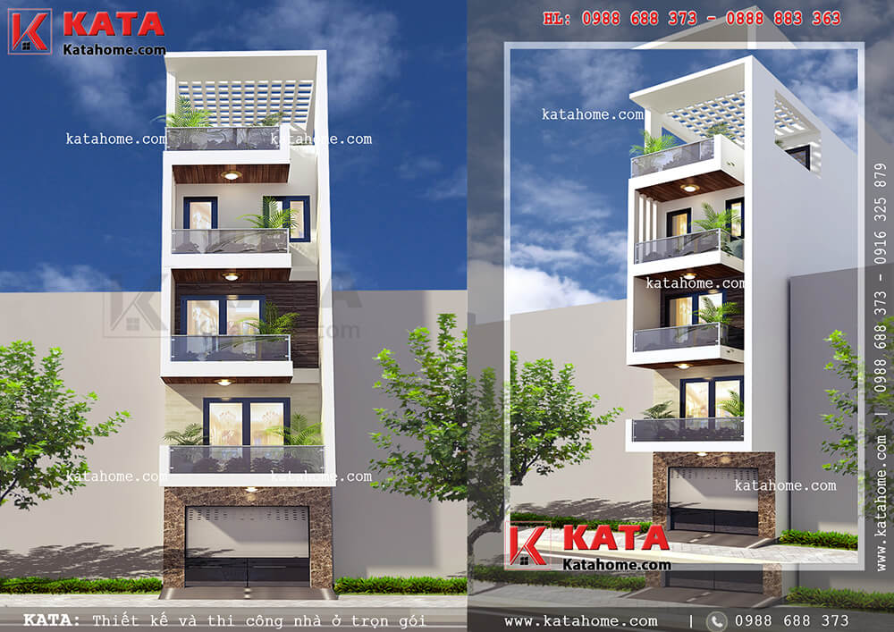 Thiết kế mẫu mặt tiền nhà phố đẹp 5 tầng tại Hải Dương – Mã số: NP 55061