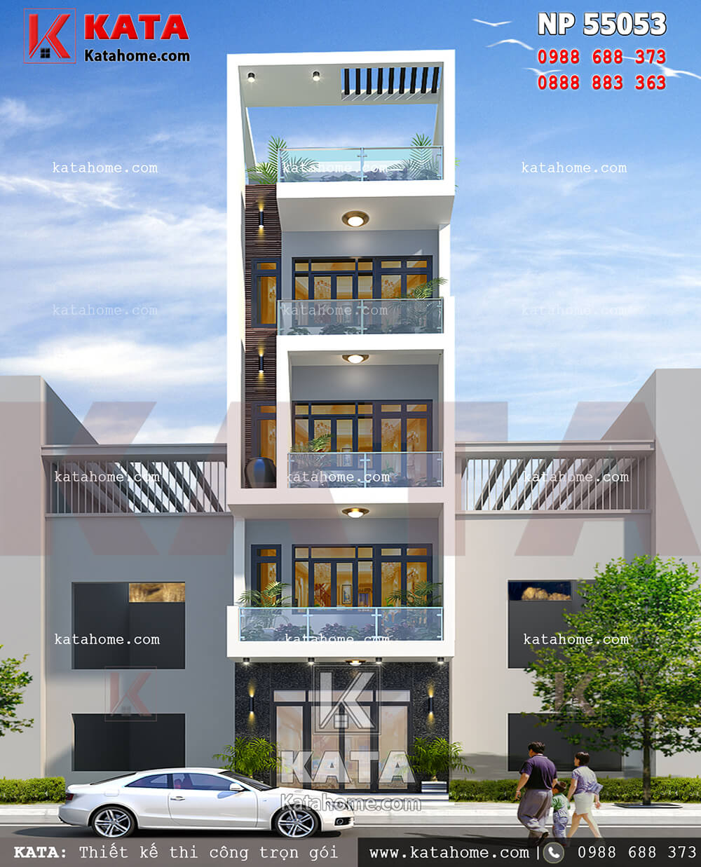 Thiết kế nhà ở 100m2 hiện đại tại Hà Nội – Mã số: NP 55053