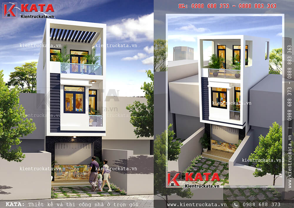 Thiết kế nhà ở 3 tầng mặt tiền 4m tại Bình Dương – Mã số: NP 35058
