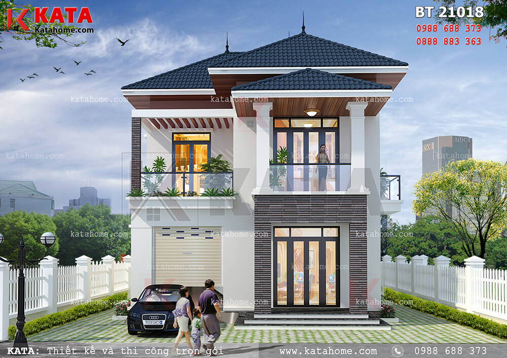 Thiết kế biệt thự mini 2 tầng hiện đại mái bằng đẹp tinh tế (CĐT: ông  Trường - Hồ Chí Minh) BT21387