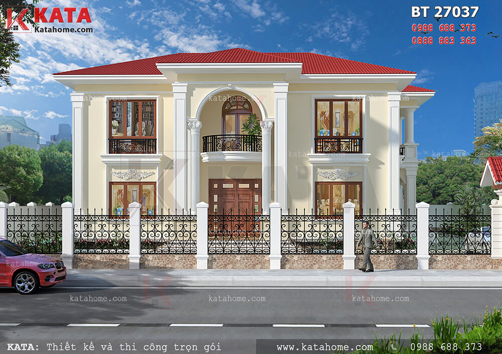 Mẫu nhà 2 tầng đẹp theo phong cách kiến trúc nhà vườn tại Quảng Ninh – Mã số: BT 27037