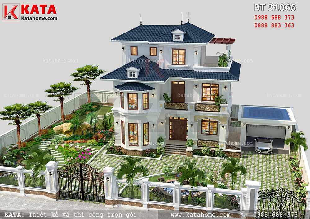 Thiết kế nhà đẹp 2018 với căn nhà mái Thái 3 tầng đẹp, sang trọng tại Nghệ An – Mã số: BT 31066