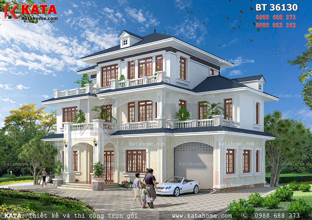 Mẫu thiết kế biệt thự đẹp 3 tầng mái Thái đẹp tại Lào Cai – Mã số: BT 36130