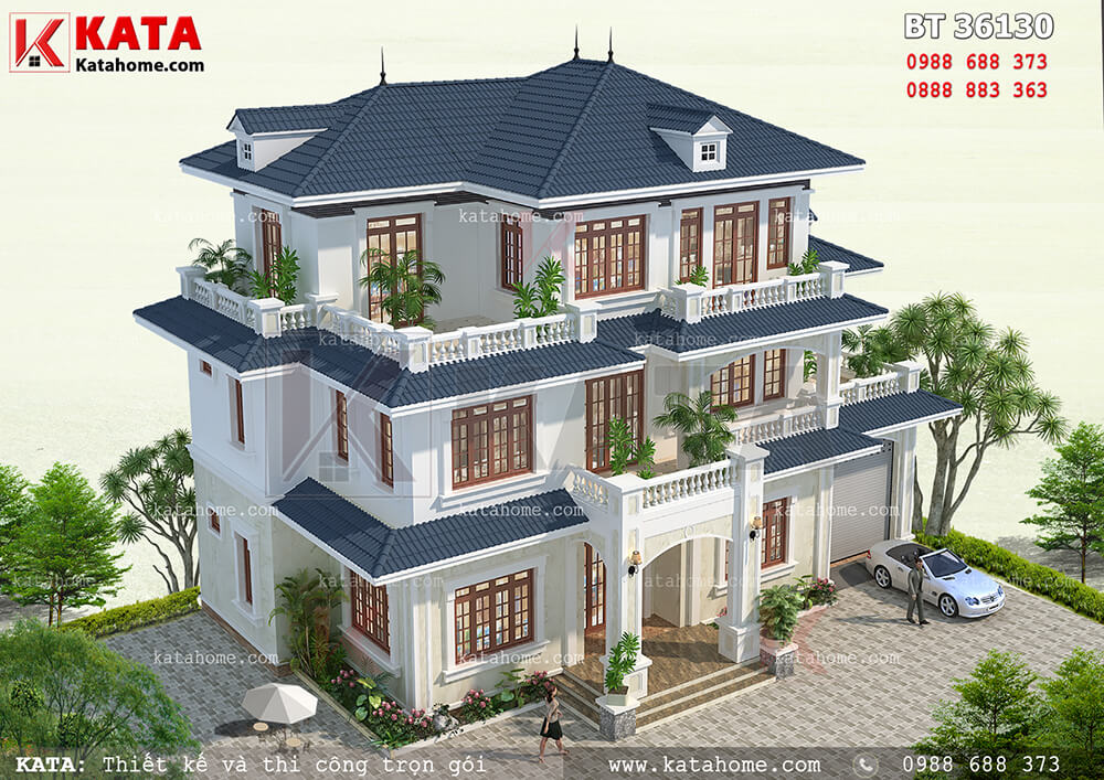 Thiết kế biệt thự mái Thái 3 đẹp tại Lào Cai – Mã số: BT 36130