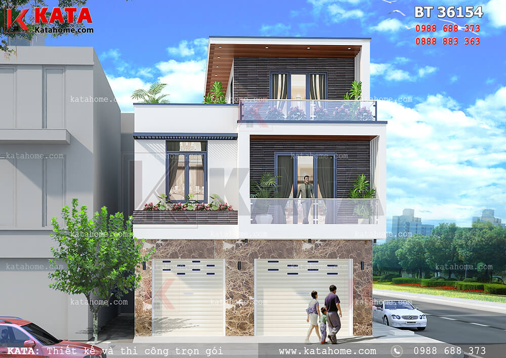 Phối cảnh chi tiết của mẫu biệt thự hiện đại 3 tầng tại Phú Thọ - Mã số: BT 36154