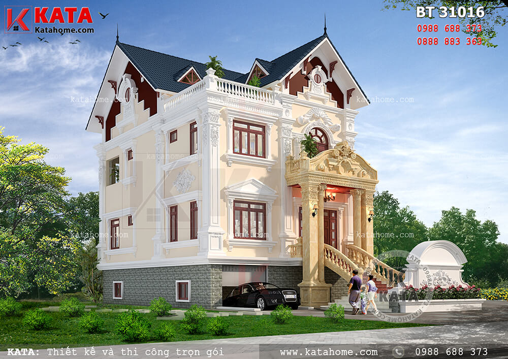 Hệ thống mái Thái được kết hợp một cách hoàn hảo dành cho mẫu thiết kế nhà 3 tầng tại Nam Định