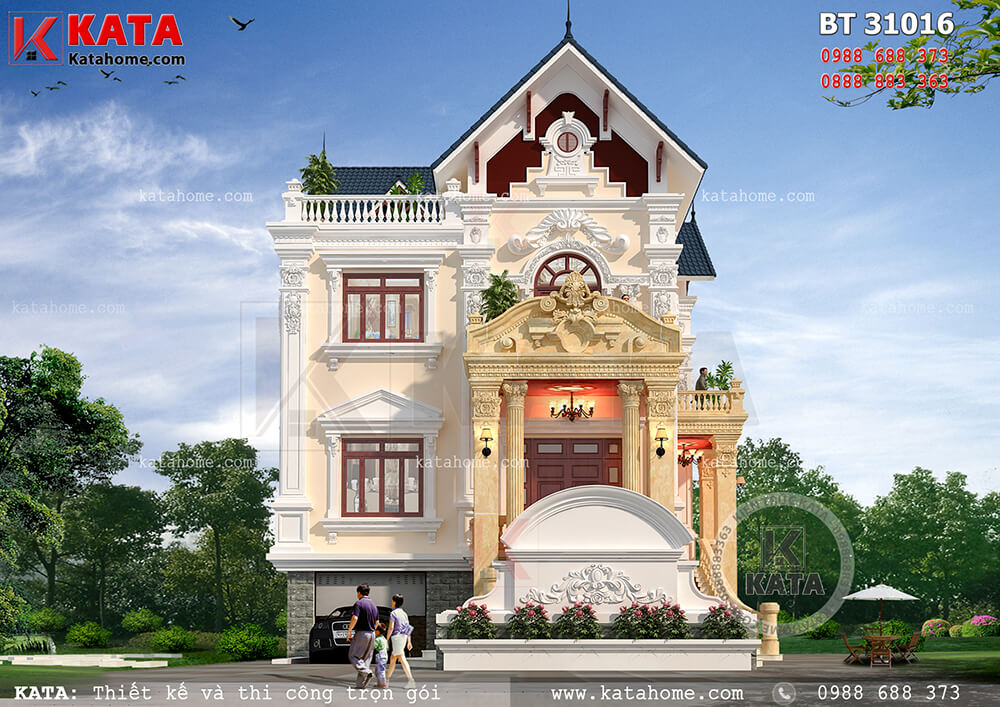 Thiết kế biệt thự tân cổ điển Pháp 3 tầng đẹp tại Nam Định – Mã số: BT 31016
