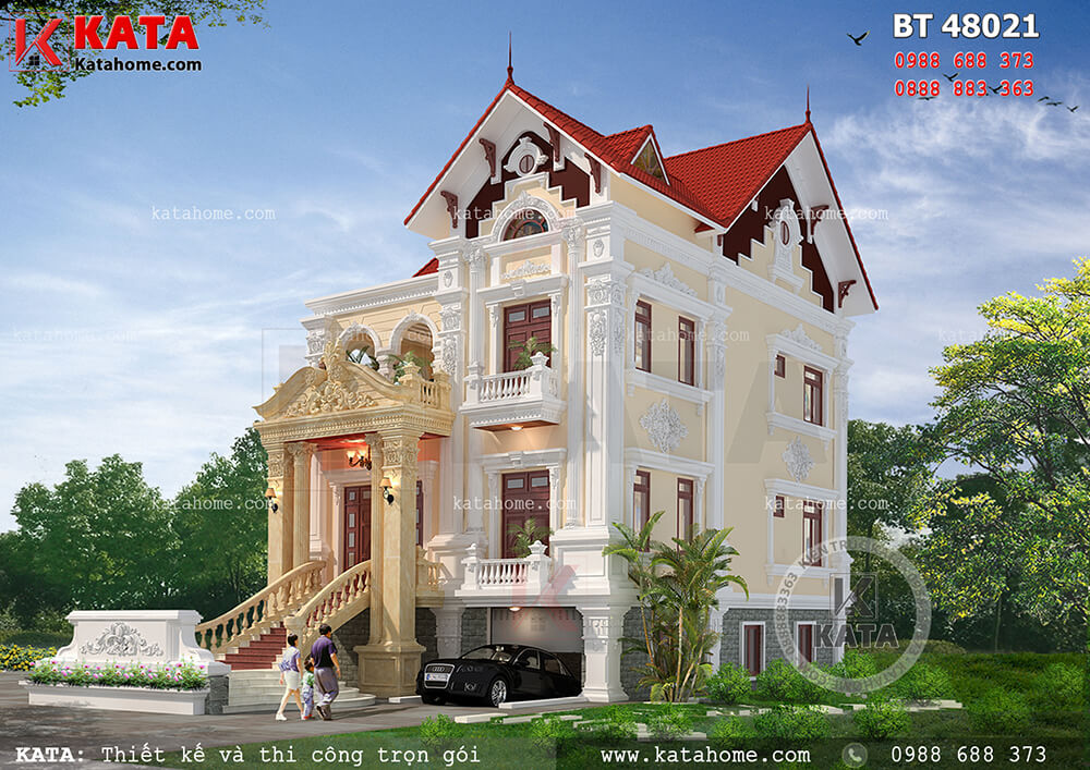 Mẫu thiết kế biệt thự kata 3 tầng tân cổ điển Pháp tại Nam Định – Mã số: BT 48021