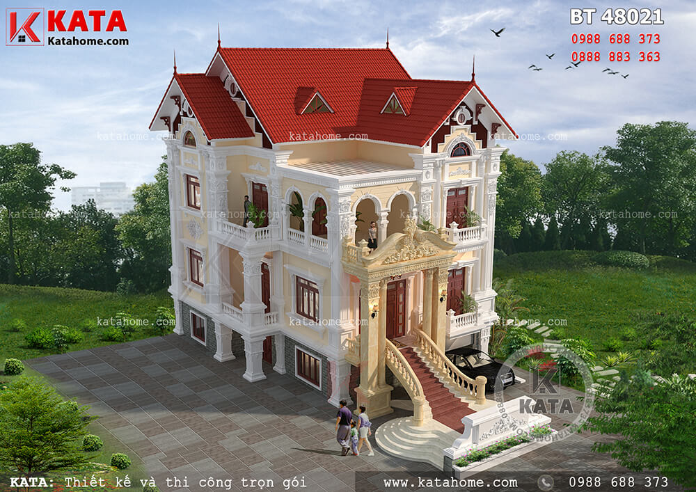 Mẫu thiết kế biệt thự 3 tầng tân cổ điển tại Nam Định – Mã số: BT 48021