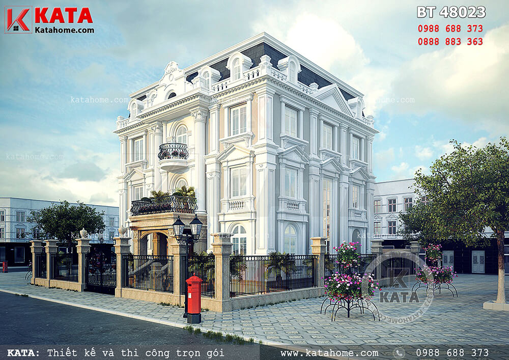 Phối cảnh mẫu thiết kế biệt thự đẹp 4 tầng tân cổ điển tại Quảng Ninh - Mã số: BT 48023