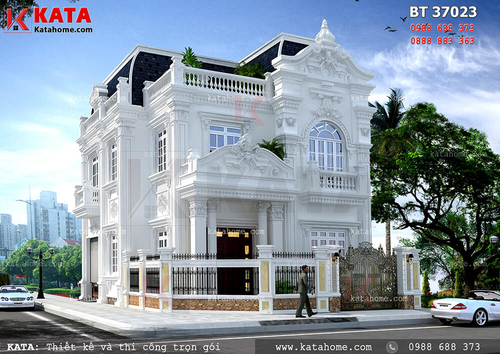Thiết kế biệt thự đẹp 3 tầng tân cổ điển Pháp tại Quảng Ninh – Mã số: BT 37023