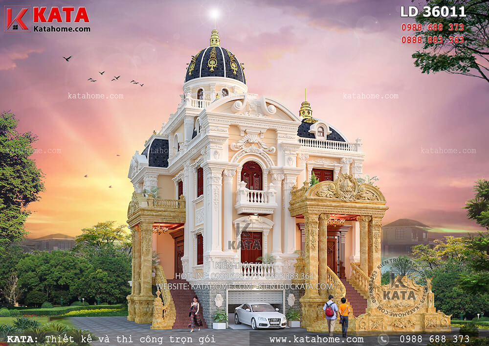 Thi công mẫu lâu đài đẹp 3 tầng Pháp đẹp tại Sơn La – Mã số: LD 36011
