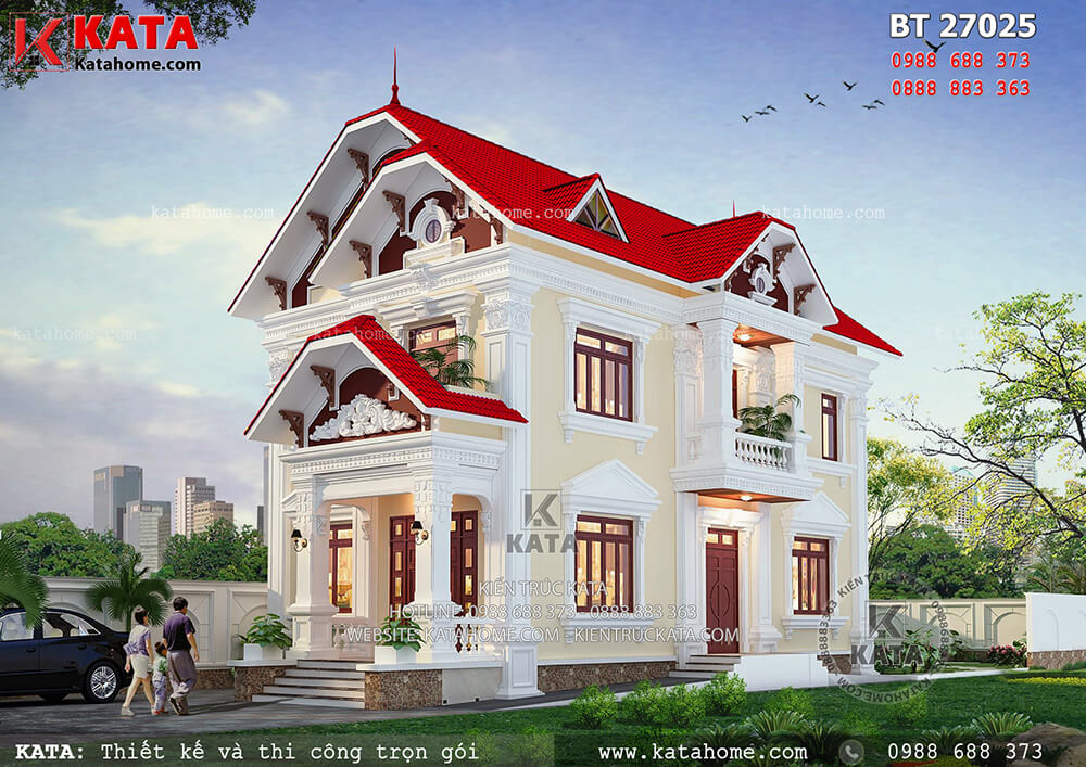 Thiết kế biệt thự nhà 2 tầng đẹp kiến trúc Pháp tại Bắc Ninh – Mã số: BT 27025
