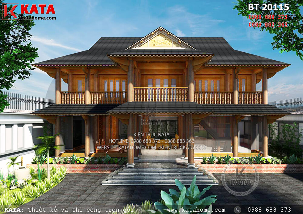 Phối cảnh mẫu thiết kế biệt thự vườn 2 tầng đẹp bằng gỗ tại Bình Phước – Mã số: BT 20115