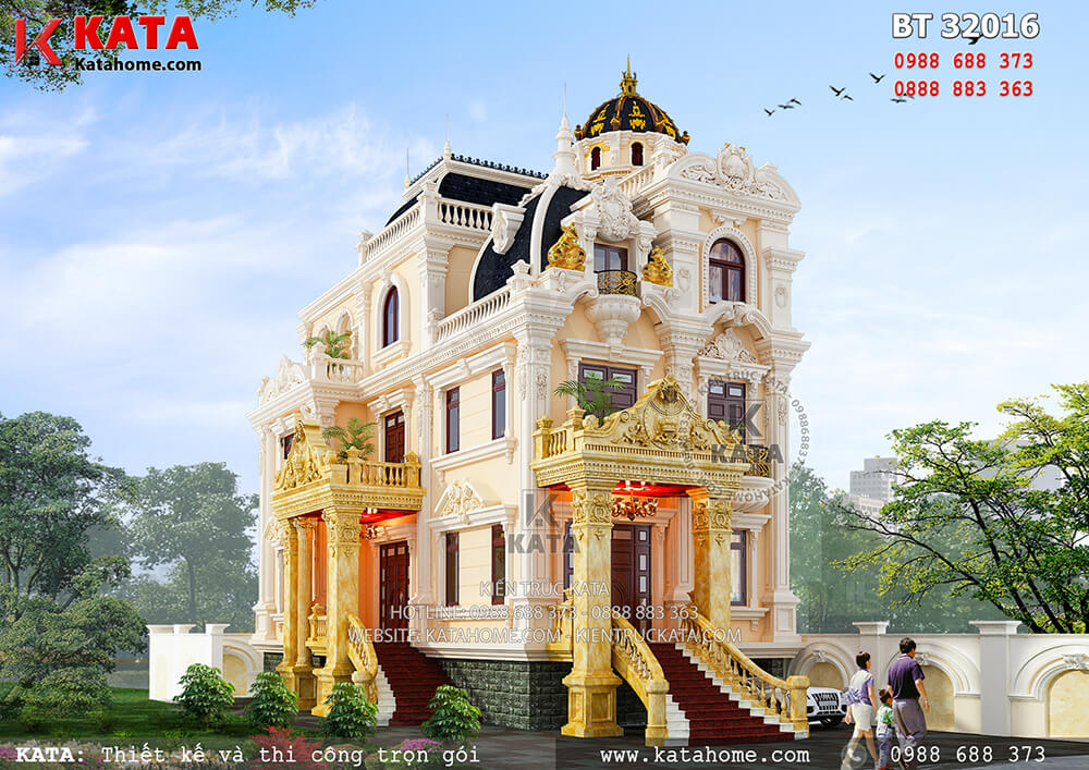 Phối cảnh 3D chi tiết về mẫu thiết kế biệt thự kiểu lâu đài 3 tầng tại Thanh Hóa 
