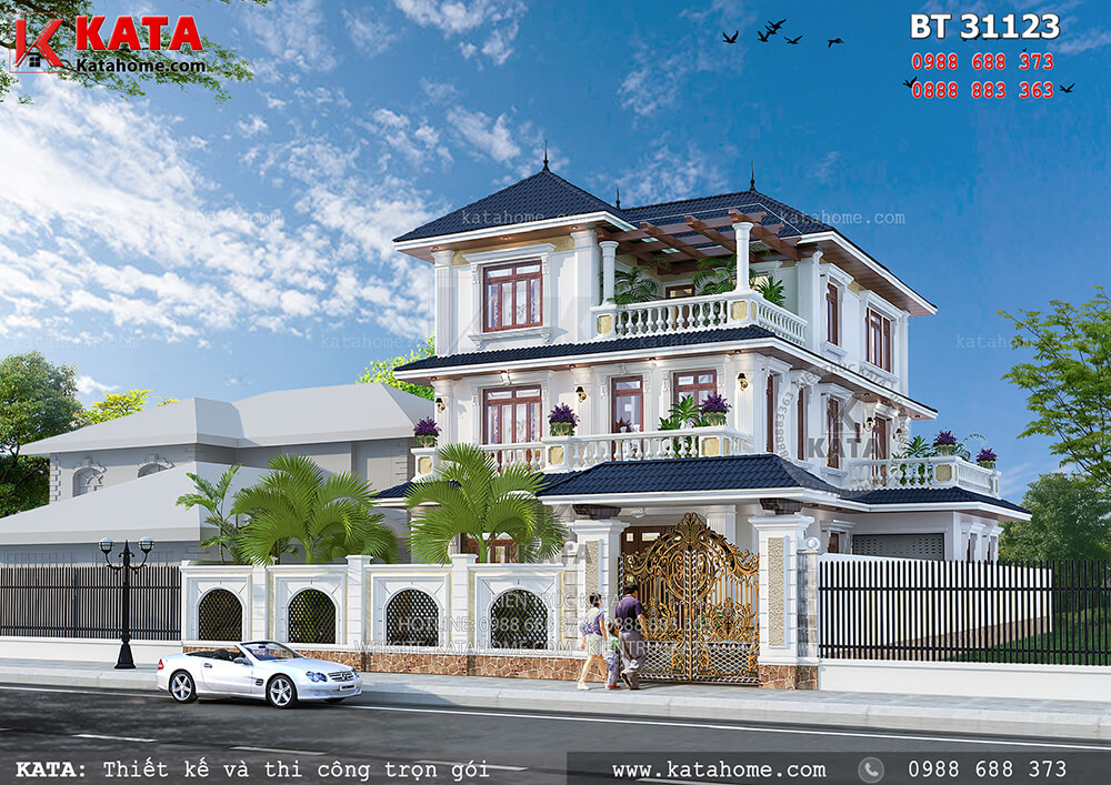 Mẫu thiết kế nhà đẹp 3 tầng mái Thái hiện đại tại Đồng Nai – Mã số: BT 31123