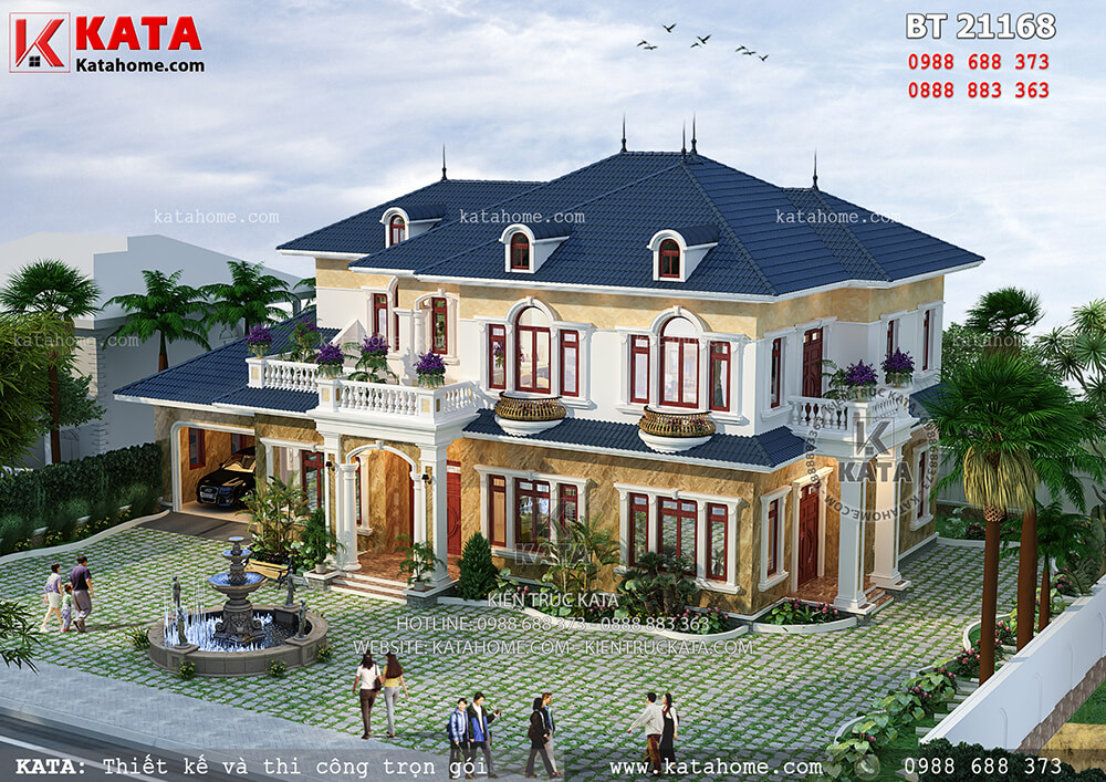 Mẫu nhà 2 tầng đẹp 2018 theo phong cách kiến trúc tân cổ điển kết hợp sân vườn tại Thanh Hóa – Mã số: BT 21168