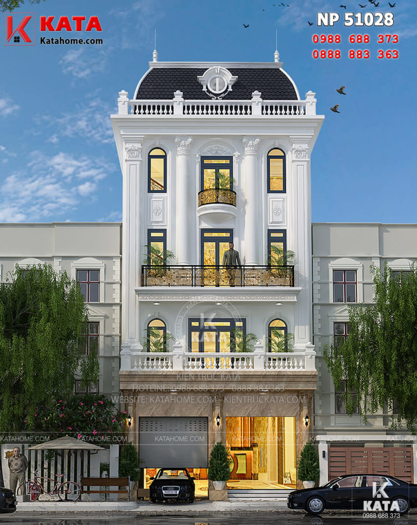 Thiết kế nhà ở Hà Nội theo kiến trúc tân cổ điển 5 tầng– Mã số: NP 51028