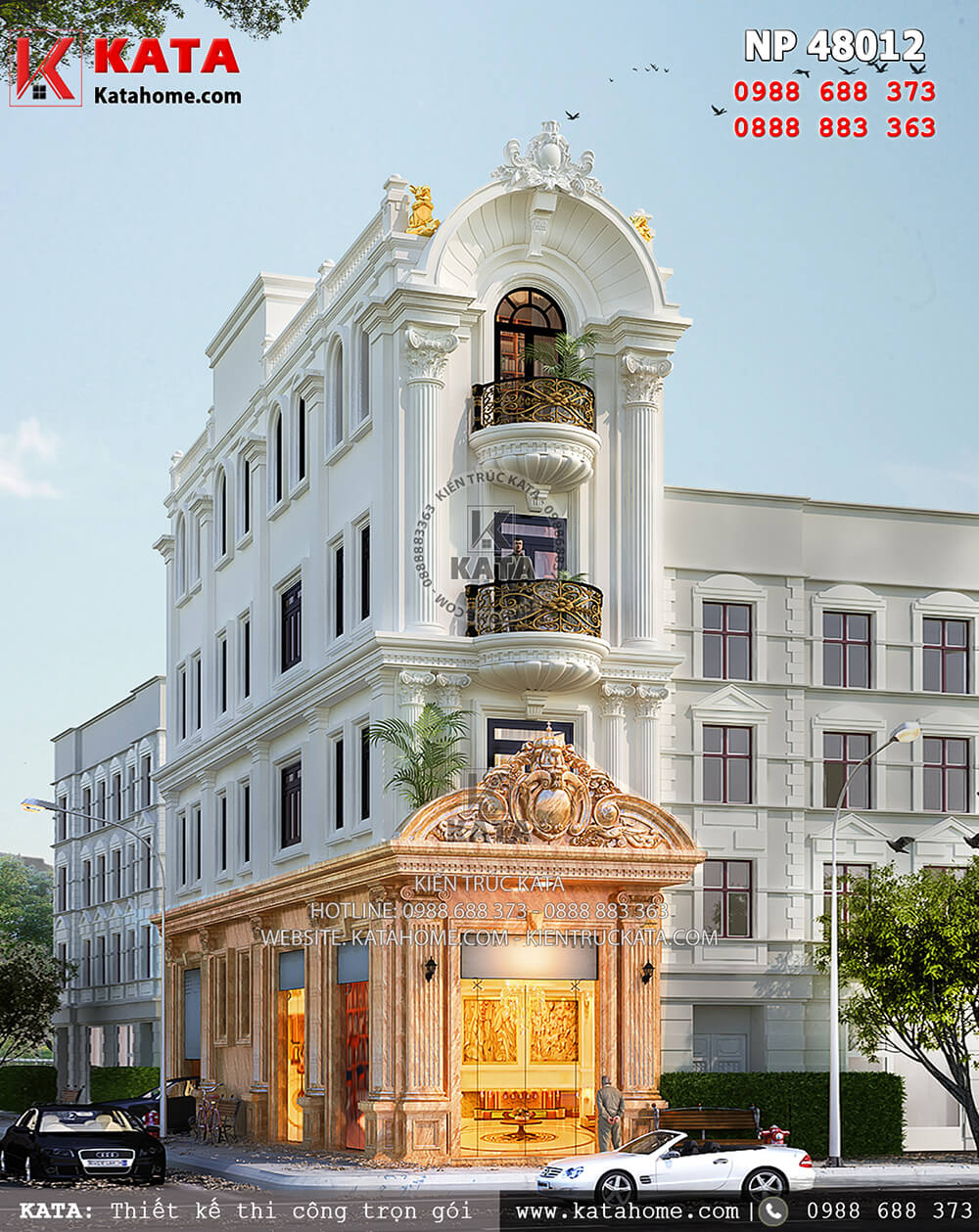 Mẫu thiết kế nhà ở 4 tầng kiến trúc Pháp tân cổ điển tại Nam Định – Mã số: NP 48012