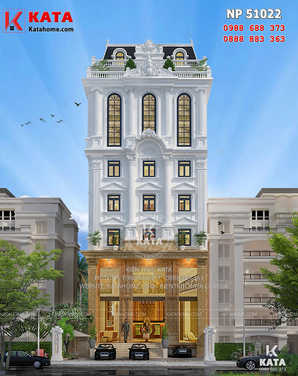 Mẫu thiết kế khách sạn 5 tầng tân cổ điển tại Tam Đảo đạt tiêu chuẩn khách sạn 3 sao - Mã số: NP 50122