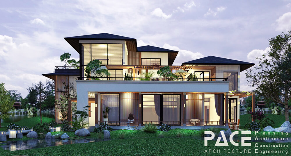 Không gian mặt tiền của mẫu thiết kế nhà Villa 2 tầng tuyệt đẹp của gia đình anh Thụy tại Hà Nội - Mã số: BT 26012
