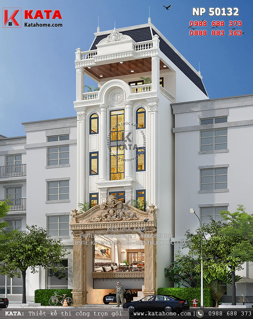 Thiết kế khách sạn 2 sao kiến trúc tân cổ điển tại Nha Trang - Mã số: NP 50132