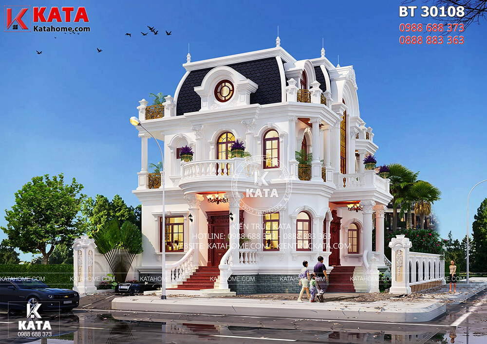 Vẻ đẹp hoàn hảo của phong cách kiến trúc Pháp tân cổ điển của mẫu nhà đẹp 3 tầng tân cổ điển kiểu Pháp