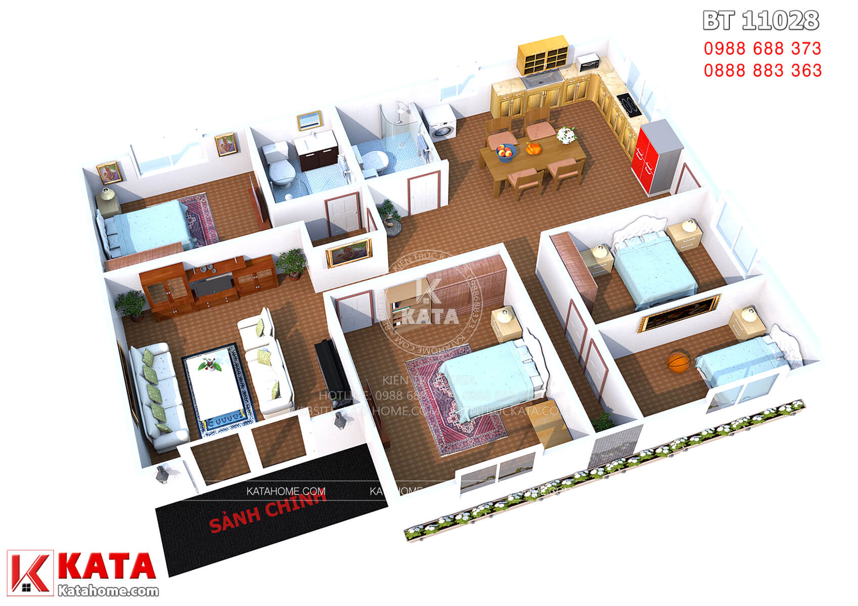 Thiết kế nhà cấp 4 diện tích 140m2 với 3 phòng ngủ tiện nghi ở Quảng Ninh  BT423079 - Kiến trúc Angcovat