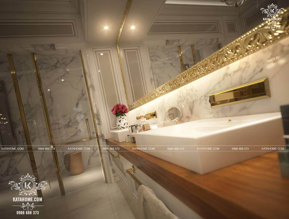 Nội thất nhà vệ sinh đẹp với sắc màu tân cổ điển đặc trưng