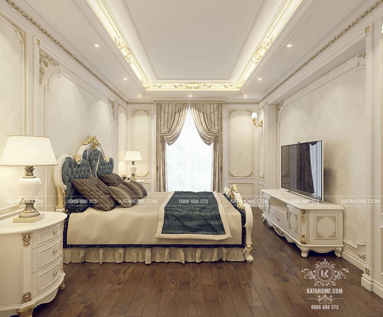 Thiết kế nội thất biệt thự đẹp phòng ngủ con lớn
