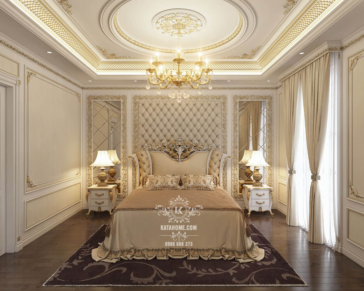 Thiết kế nội thất biệt thự đẹp phòng ngủ master