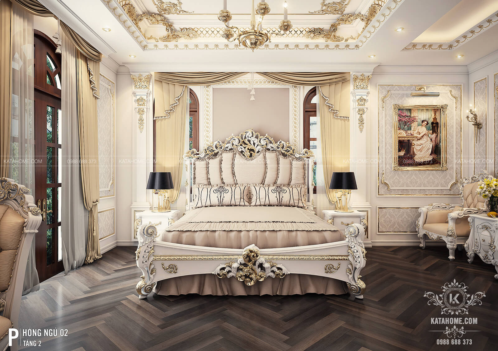 Phòng ngủ đẹp cuốn hút với tone màu trầm 