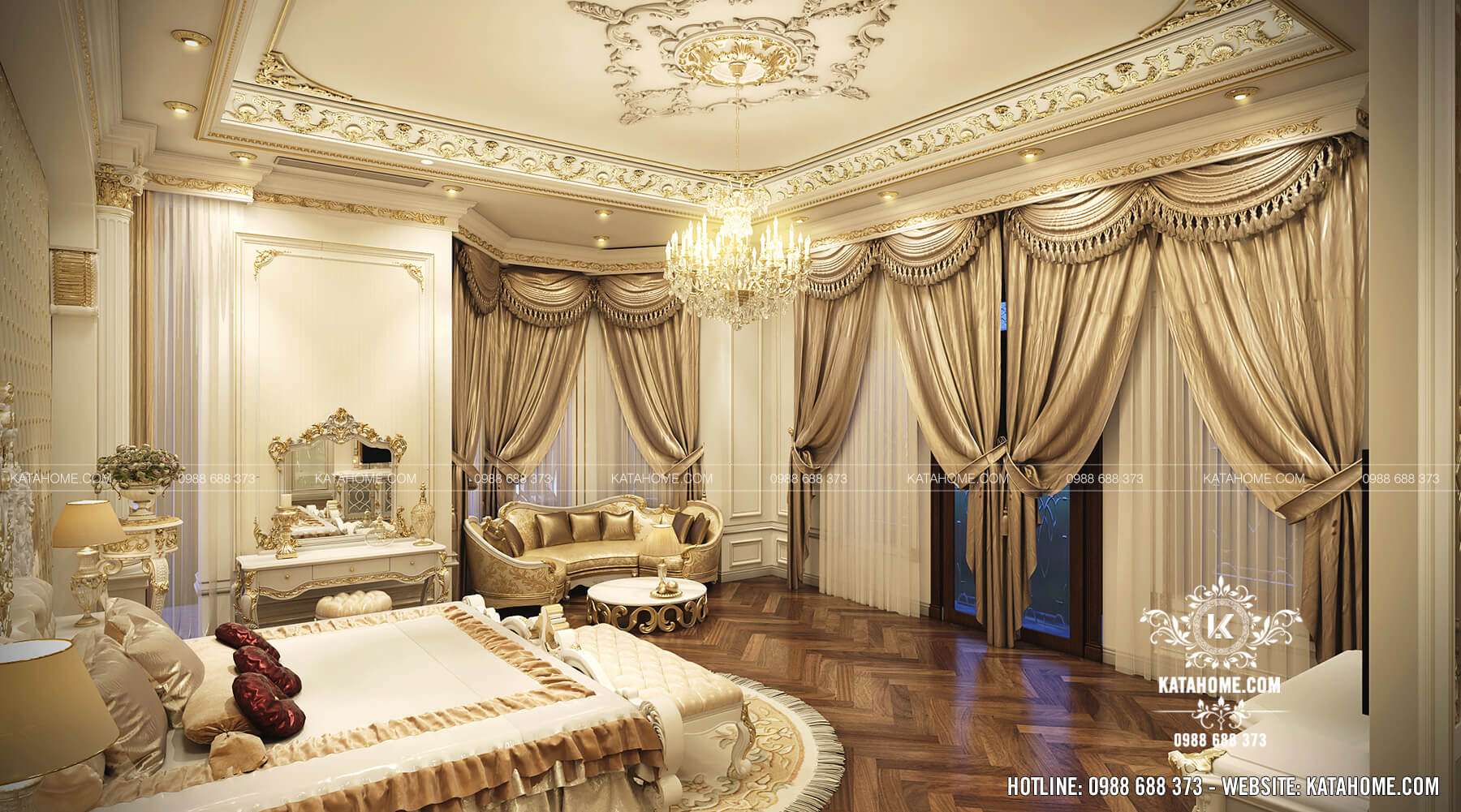 Hình ảnh mẫu thiết kế phòng ngủ master tân cổ điển đẹp