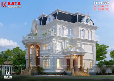 Một góc view mẫu thiết kế biệt thự tân cổ điển 3 tầng tại Vĩnh Long - Mã số: BT 31009