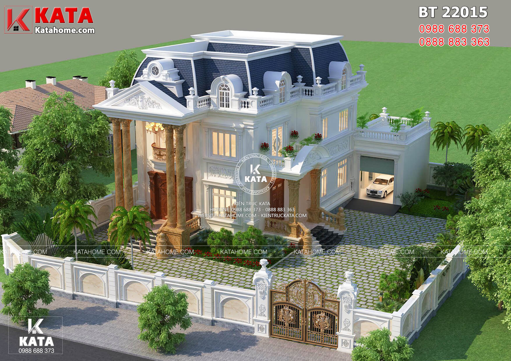 Thiết kế biệt thự tân cổ điển nhẹ nhàng tại Hà Nội _ Mã số: 22015