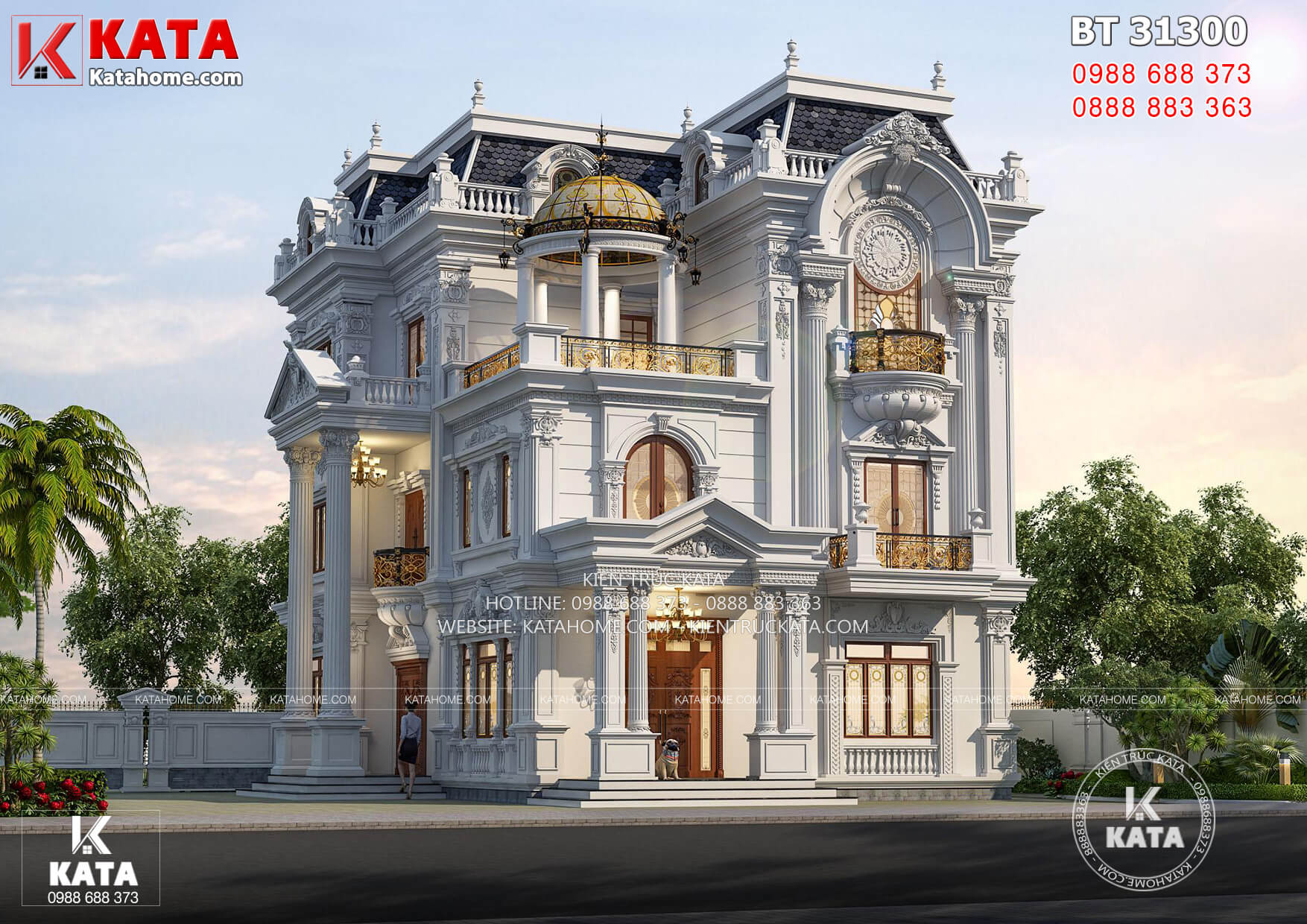 Gợi ý mẫu thiết kế biệt thự 3 tầng tân cổ điển đẹp, sang trọng - Kiến Thiết  Việt