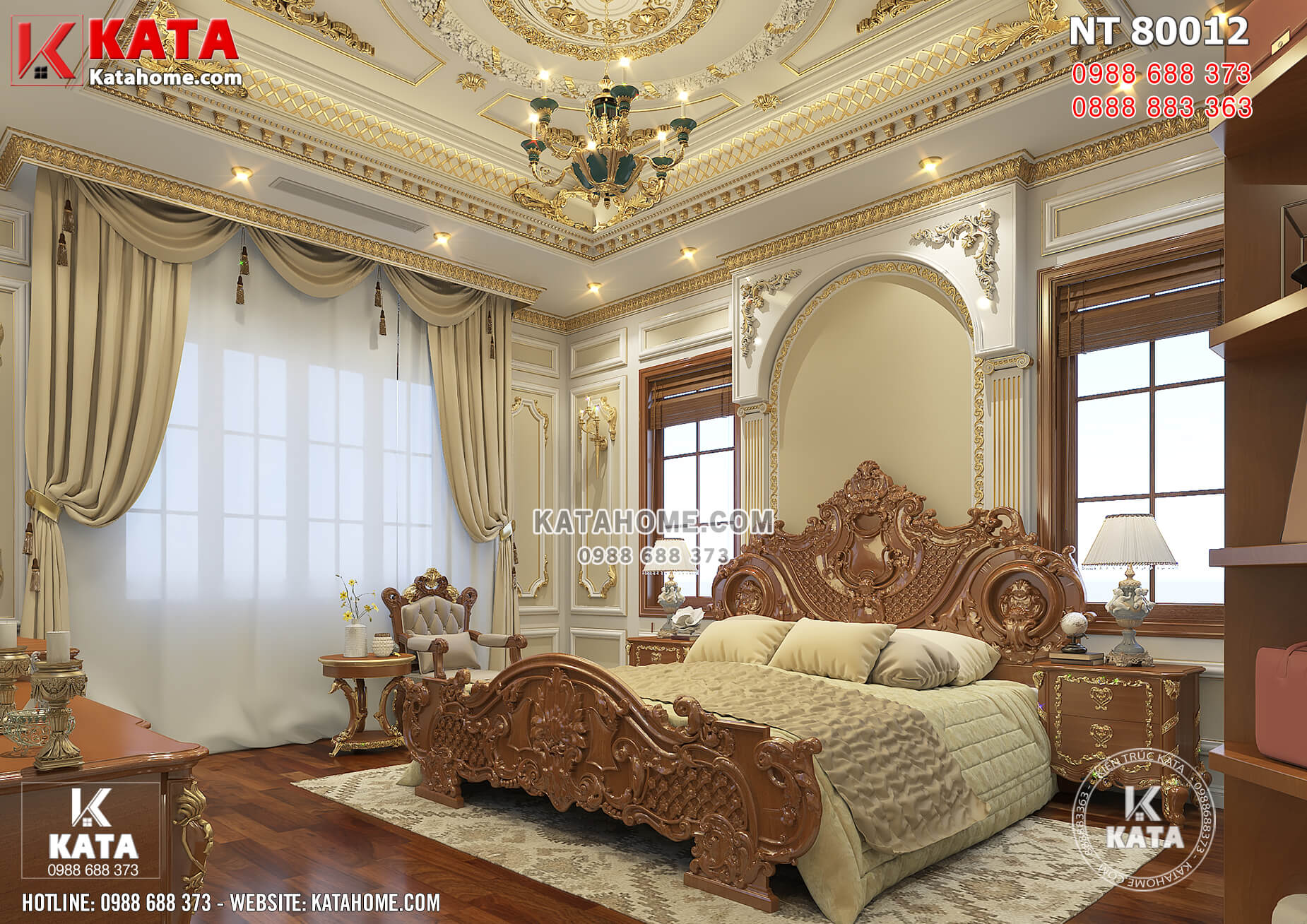 Không gian nội thất phòng ngủ choáng ngợp xa hoa tựa cung điện hoàng gia